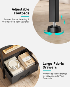 Iron Frame Open Shelf Fabric Drawers <b>Bedroom</b> Side Table Multifunctional Multi Storage <b>Small</b> Bedside <b>Sofa</b> Side Table - Product Image 2