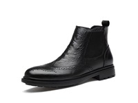 Bottes décontractées pour hommes en cuir véritable, montantes, avec fermeture éclair, doublure en cuir et fourrure, personnalisables avec logo, vente en gros