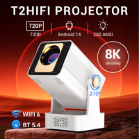 Mini projecteur T2HIFI, best-seller, Android 14 intelligent, home cinéma LCD, 200 Ansi, projecteur portable, 8K, T2 HIFI, double Wifi