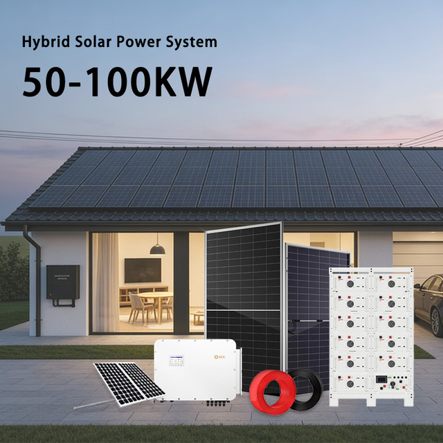 50KW 60KW 100KW Home Hybrid Solar Panel Kit, 100KWH 200KWH Solar Power System with Lithium Battery for Whole House