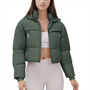 Chaqueta Corta Acolchada para Mujer, Forro de Viscosa Transpirable de Piel de Oveja, Abrigo de Invierno Suave y Esponjoso, Forro de Lana Corto, Venta al Por Mayor - Product Image 1