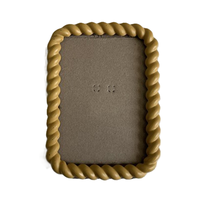 Miroir Rétro à Cadre en Corde Torsadée, Style Luxe Léger, avec Dentelle de Chanvre, en Résine de Couleur Simple, Écologique et Fait Main, pour Table et Mur