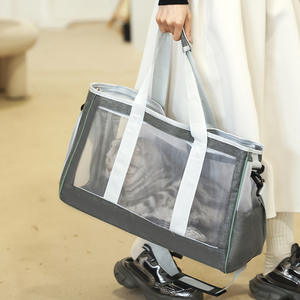 时尚多功能宠物包大容量夏季透气猫背包手提包带拉链封口实心图案 - Product Image 3