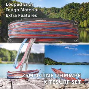 Ensemble de lignes de kitesurf en fibre UHMWPE de 25 m, <span class=keywords><strong>4</strong></span> lignes avec boucles aux extrémités, tissées, corde de kite de surf JL-CL09, ensemble de cordes à quatre <span class=keywords><strong>fils</strong></span> de 25 mètres - Product Image 2