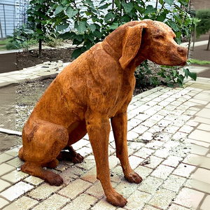 Tuinornamenten voor buiten, metalen kunst, tuindecoratie, gietijzeren levensgrote paar hondenbeelden, grote dieren - Product Image 1