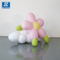 Modèle gonflable personnalisé Nuage Rose et Fleur, Décoration florale gonflable pour événements en plein air sur toit et publicité commerciale