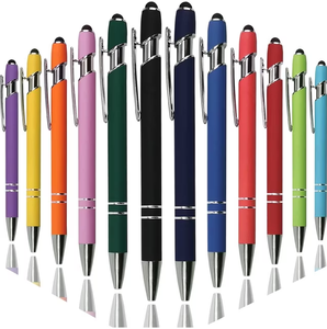 Stylo à bille personnalisé avec pointe tactile, stylo en métal à clic au toucher doux - Product Image 1