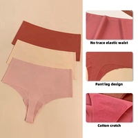 Européen et américain découpé au laser sans trace glace soie femmes Lingerie sans couture serré t-pantalon camel orteil prévention taille haute string