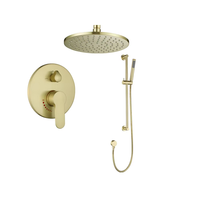 Mitigeur de douche thermostatique mural encastré Homedec DZ-11106 en laiton doré avec fonction jet de massage, design moderne
