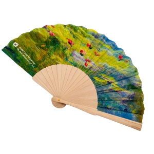Éventails à main QM pour mariage, avec logo imprimé, en tissu, en bois ou en bambou, pliables, personnalisés, avec sangle réglable - Product Image 3