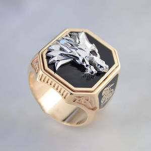 Gold Animal Shape Men's <b>Ring</b> <b>Wolf</b> Design Alloy Jewelry Gift Fashion <b>Rings</b> - Product Image 1