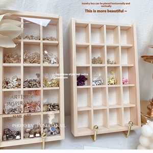 <b>Japanese</b> Style Portable New Design Casual Nail Art <b>Jewelry</b> Storage <b>Box</b> Natural Solid Wood 20 Grid Dustproof Beauty Salon Desktop - Product Image 2