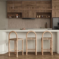 Chaises de bar en rotin tissé, style nordique moderne minimaliste, écologiques, durables, luxueuses, pour hôtels et restaurants commerciaux