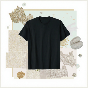 Camiseta Negra para Hombre, Algodón y Fibra de Bambú, Cuello Redondo, Manga Corta, Corte Holgado, Jersey, Diseño Personalizado - Product Image 2