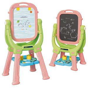 Tableau de dessin double face pour enfants, tableau blanc magnétique en plastique, jouet d'éducation précoce pour enfants de 2 à 6 ans - Product Image 1