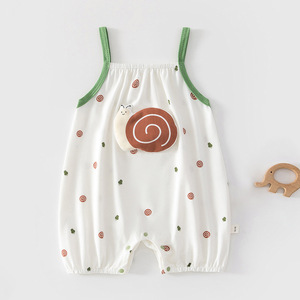 Mameluco sin mangas para bebé niña, de algodón fino, para verano, con estampado de caracol - Product Image 1