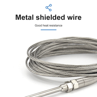 YHKJ Probe Type Temperature Sensing Line Thermocouple PT100 Probe Temperature Sensor K Type Metal Shielded Wire