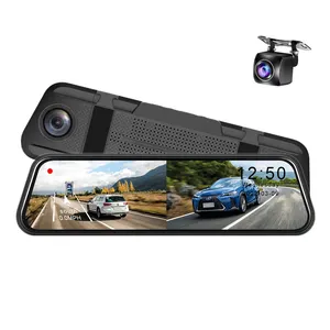 Rétroviseur de voiture 1080P caméra de tableau de bord 4K miroir de montage de caméra 9.66 pouces double objectif Dashcam plein écran tactile