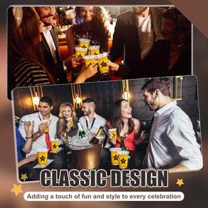 50 vasos desechables de plástico transparente de 12oz para películas de cócteles y temas nocturnos de 90mm de diámetro para actividades y fiestas VIP de Graduación - Product Image 4