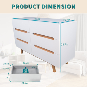 Tùy chỉnh màu trắng bằng gỗ ngực của 6 ngăn kéo bên tủ cho phòng khách - Product Image 6