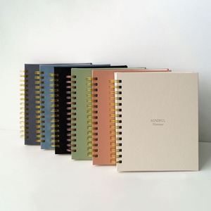 Spiral Bound Hardcover PU Leather A5 Mindful <b>Journal</b> Logo Custom Printed CMYK 120 Sheets Daily Planner Gift - Product Image 1