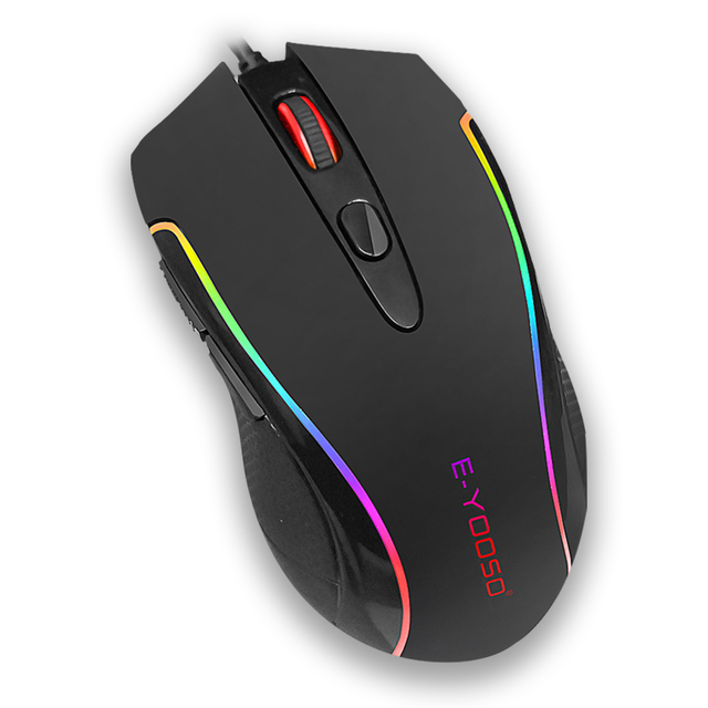 Programmable 3200DPI Mouse Gaming for PC Computer  RGB LED Light Optical Wired 7D  Gaming Mouse