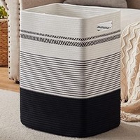 Panier à linge spacieux en cèdre, panier de rangement décoratif en corde de coton tressée pour couvertures, panier à linge pour le salon