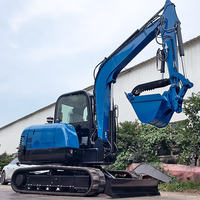 Excavatrice chinoise de 6 tonnes avec moteur Yanmar, grande cabine, pour la construction et l'agriculture