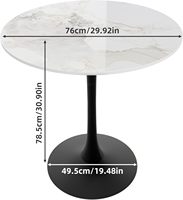 Mesa de Bar de Mármol Blanco de Cuatro Barras con Diseño Moderno, Revestimiento Resistente a las Manchas, Patas Negras - Para Cocina, Bar y Cócteles