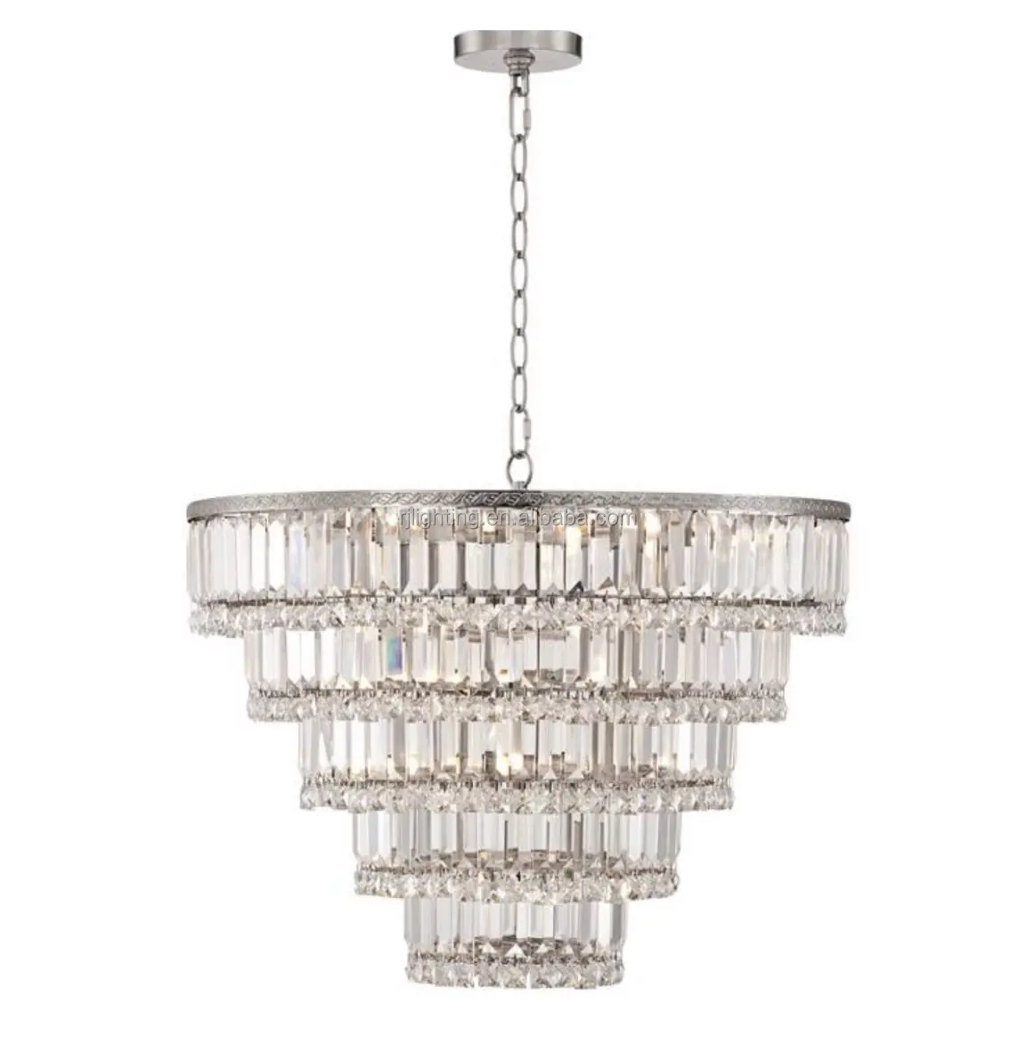 Lampes d'intérieur moderne plafond rond led suspension luxe argent nickel lustre en cristal