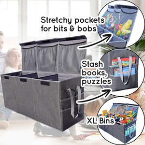 Caja de almacenamiento de material de 3 rejillas de alta calidad con diseño creativo, caja de almacenamiento de <span class=keywords><strong>juguetes</strong></span> rectangular duradera con tapa estampada en rejilla - Product Image 5
