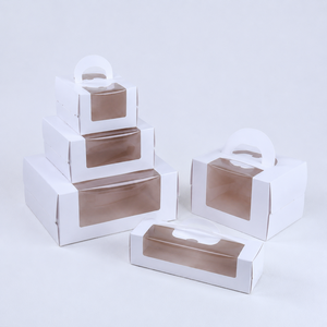 Caja de Pastel Cuadrada Blanca Portátil y Plegable para Panaderí<span class=keywords><strong>a</strong></span>, con Ventana Transparente de PVC - Product Image 1