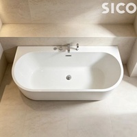 Baignoire autoportante moderne en acrylique blanc de haute qualité, écologique, pour maison, hôtel, villa, avec drain et bain à remous pour salle de bain