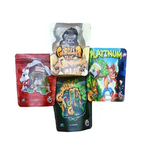 Custom Bedrukte Fles Gestankte Jolly Mancher Plastic Geur Proof 3.5 Mylar Tas Met Rits