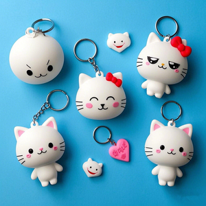 Conception personnalisée Odm porte-clés accessoires mignon dessin animé 3D chat plastique Pvc porte-clés - Product Image 5