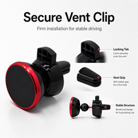 Support de téléphone pour grille d'aération de voiture en alliage d'aluminium avec ventouse, rotatif à 360°, articulation à rotule, ABS durable, aimant puissant en aluminium