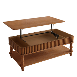 Modern Durable Burl Wood Rotating Coffee <b>Table</b> with 2 Drawers 360 Rotating Top Walnut Living Room Furniture - Product Image 1