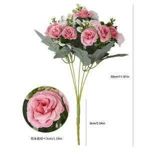 European Style 15 Heads Peony <b>Rose</b> Bouquet Silk Flowers for Home Dining Table Wedding Arch Living Room Decoration - Product Image 5