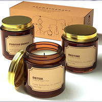 Bougies parfumées de marque privée personnalisées, boîte à grand couvercle parfumée noire luxueuse fabriquée à la main, Saint-Valentin écologique