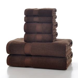 Ensemble de serviettes en coton uni absorbant doux et direct du fabricant, techniques tissées à usage domestique avec motif de couleur unie - Product Image 3