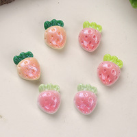 Mini-breloques en résine motif fraise de dessin animé pour accessoires DIY : pinces à cheveux, coques de téléphone, boucles de chaussures