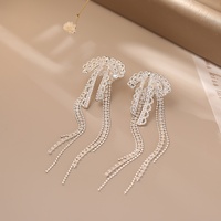 Zooying Boucles d'oreilles pour femmes, très vendues, en zircon, avec nœud en dentelle, motif spirale, à clip pour l'oreille, pour l'oreille percée, haut de gamme, à longues pampilles, élégantes et raffinées