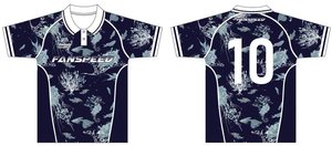 Maglia da Calcio Personalizzata 100% Poliestere con Motivo Oceanico Sublimato, Colletto <span class=keywords><strong>a</strong></span> Polo e Polsini <span class=keywords><strong>a</strong></span> Costine - Product Image 2