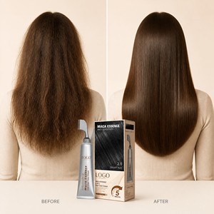 Coloration capillaire <span class=keywords><strong>temporaire</strong></span> à base de plantes Maca sans ammoniaque pour une application facile à domicile sans les mains, crème auto-appliquable couvrant les cheveux gris - Product Image 4
