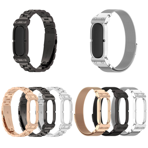 Bracelet en métal massif à 3 maillons de luxe avec fermeture magnétique en acier inoxydable pour montre connectée Google Fitbit Air - Product Image 1