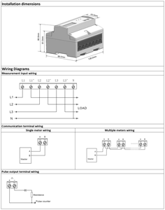 Compteur d'énergie triphasé Modbus RS485 avec relais intégré 80A, compteur électrique multi-tarifs direct, compteur de puissance, compteur kWh - Product Image 6