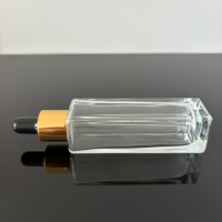 Flacon carré vide en verre transparent de 30 ml avec compte-gouttes et pulvérisateur pour huiles essentielles, lotions, parfums, diffuseur à bâtonnets, lot de 100 pièces