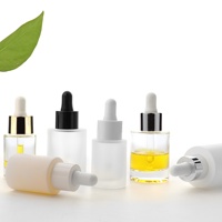 HOPECK Flacon en verre dépoli/blanc 15/30 ml avec compte-gouttes à col en plastique/aluminium 18/415 pour crème visage, huiles essentielles/sérum