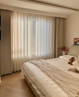 Rideau occultant en polyester tricoté haute précision, forte opacité (70%-90%), style moderne pour fenêtres françaises, salon, salle à manger