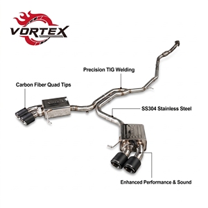 Vortex Precision SS304 Valvetronic <b>Exhaust</b> for Porsche Macan 2.0L Turbo 2014-2017 with Four Carbon Coated Exit Nozzles - Product Image 1